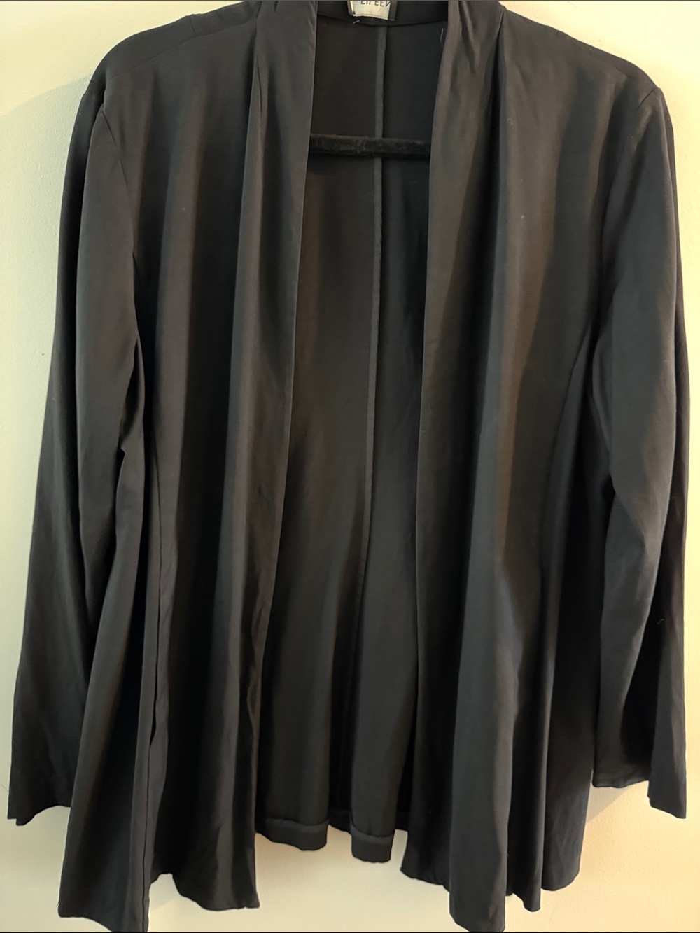 Eileen Fisher Black Open-Front Drape Blazer